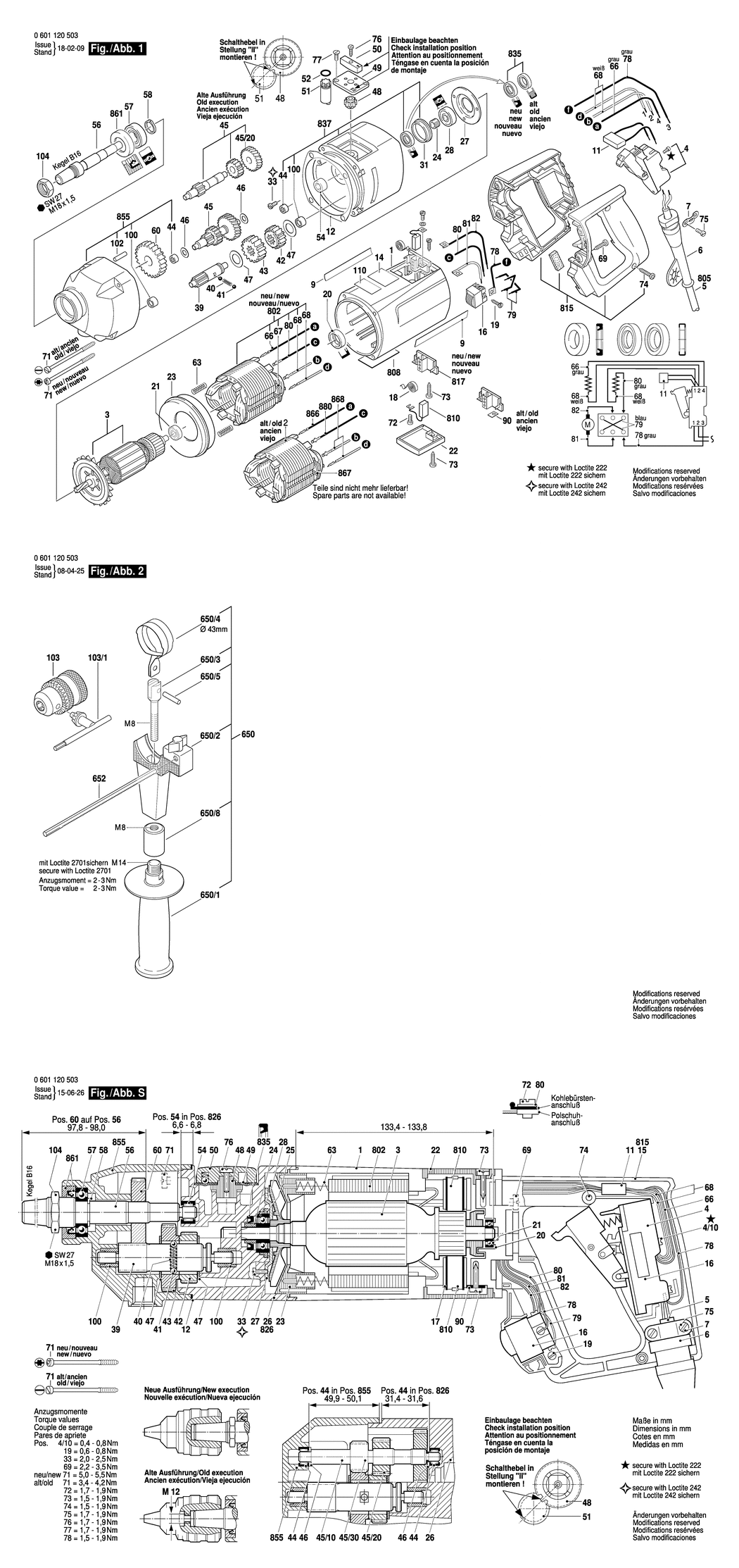 Bosch GBM 16-2 RE / 0601120532 / CH 230 Volt Spare Parts