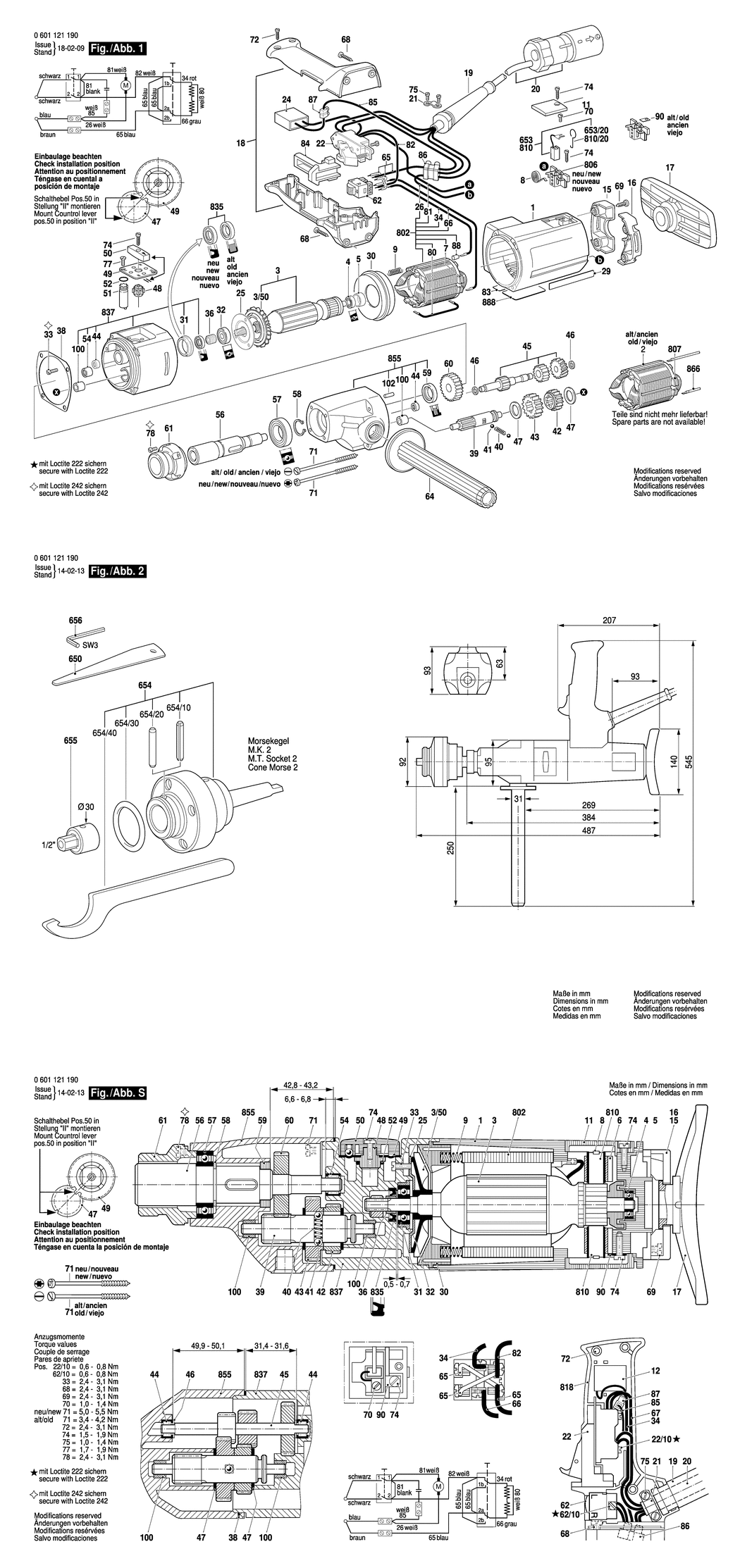 Bosch GBM 23-2 / 0601121190 / --- 24 Volt Spare Parts