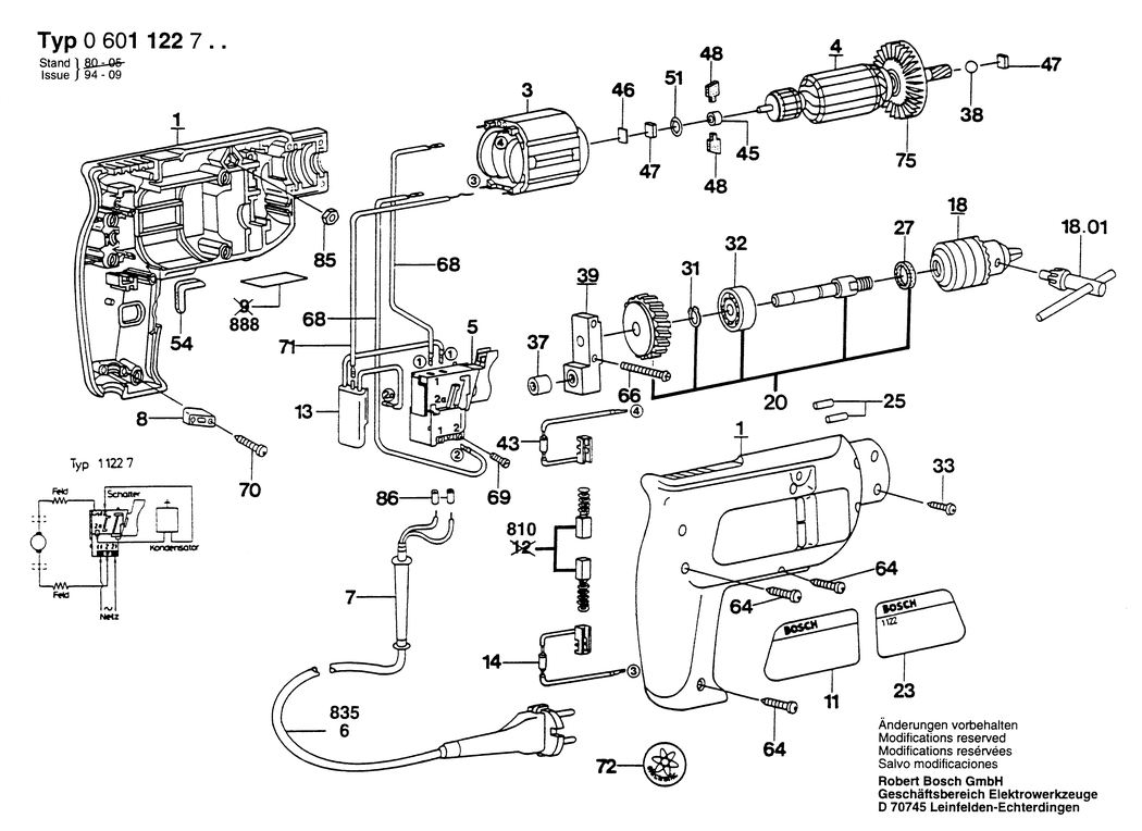 Bosch ---- / 0601122703 / EU 220 Volt Spare Parts