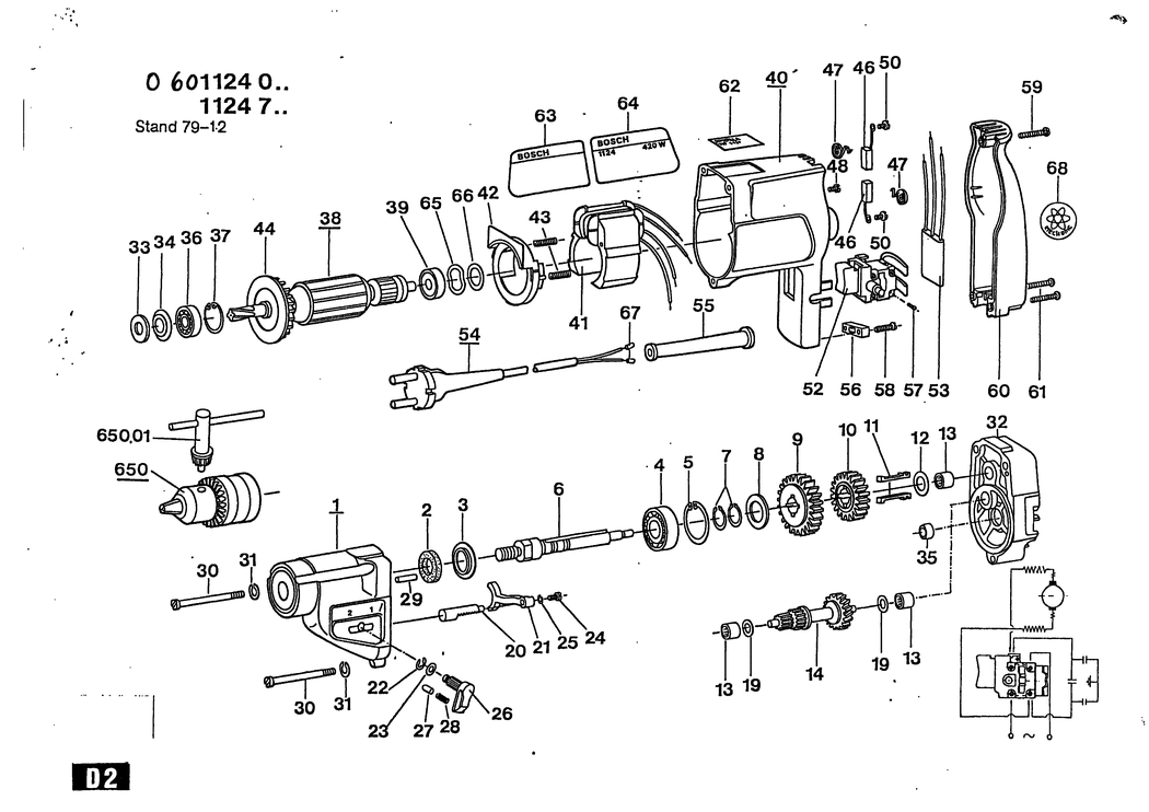 Bosch ---- / 0601124032 / CH 220 Volt Spare Parts