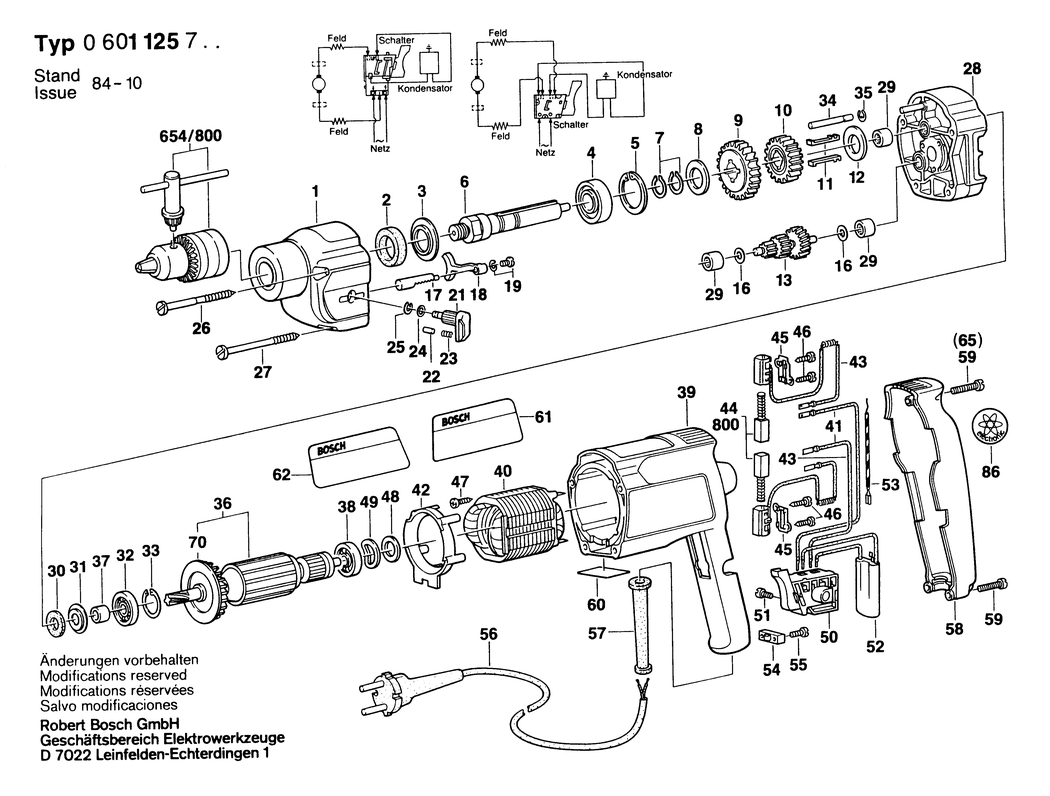 Bosch ---- / 0601125741 / GB 110 Volt Spare Parts