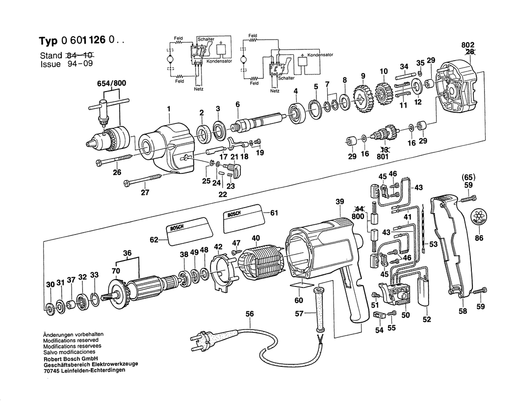 Bosch ---- / 0601126003 / EU 220 Volt Spare Parts