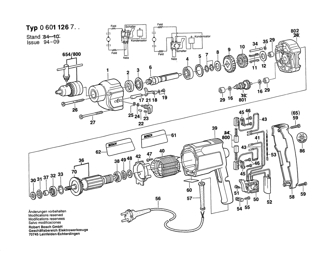 Bosch ---- / 0601126703 / EU 220 Volt Spare Parts