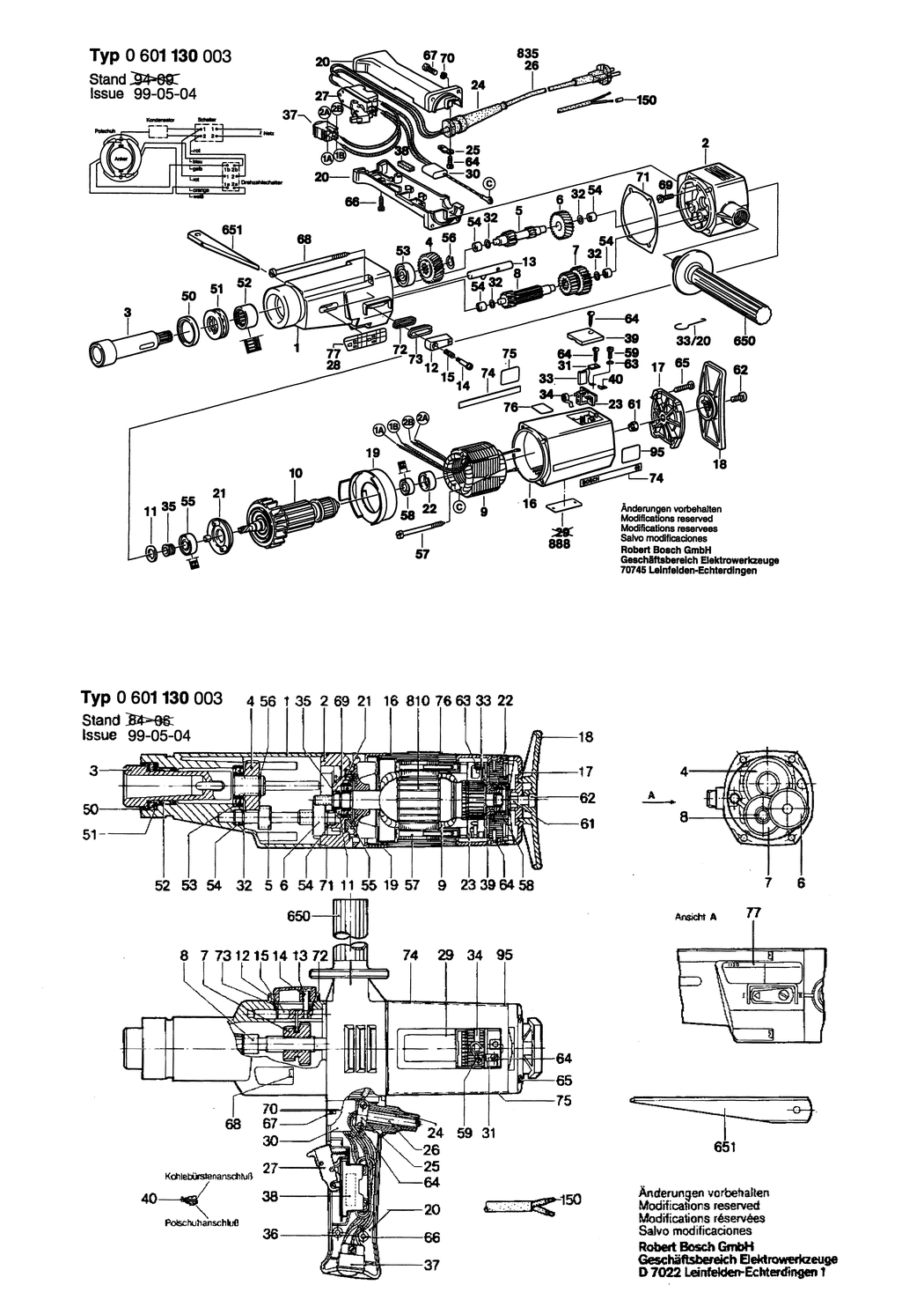 Bosch ---- / 0601130003 / EU 220 Volt Spare Parts