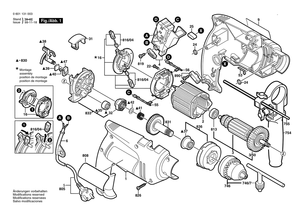 Bosch GSB 13 / 0601131003 / EU 230 Volt Spare Parts