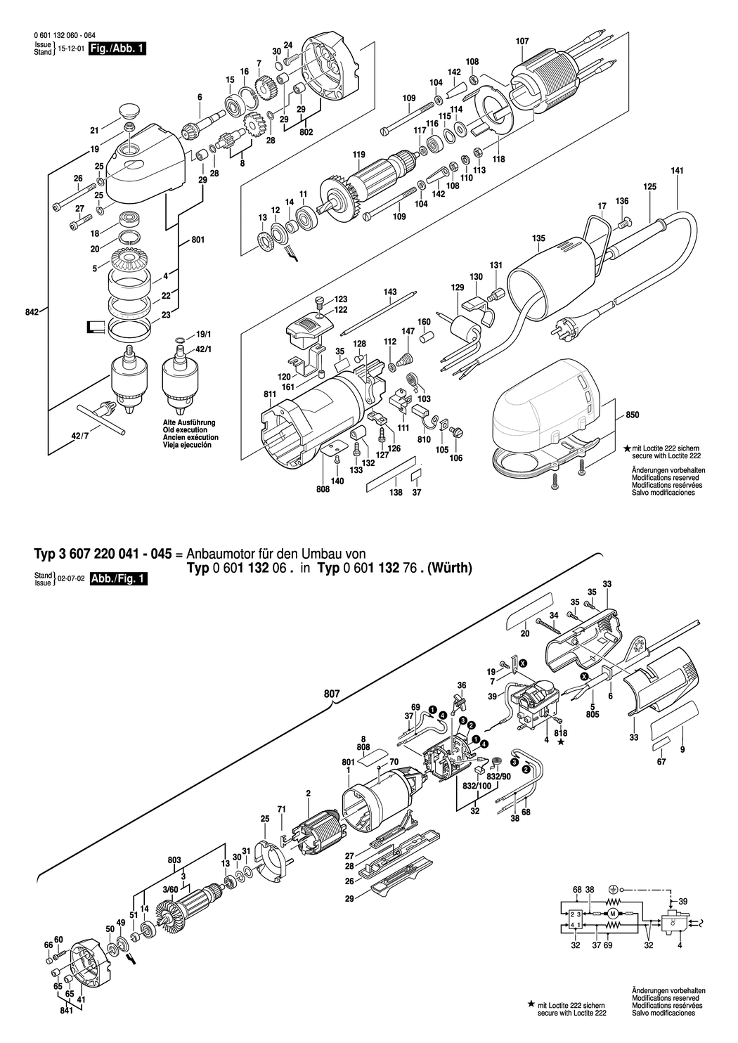 Bosch WB 10 / 0601132061 / CH 220 Volt Spare Parts