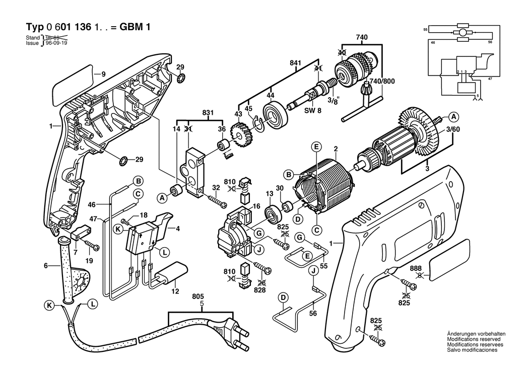 Bosch GBM 1 / 0601136141 / GB 110 Volt Spare Parts