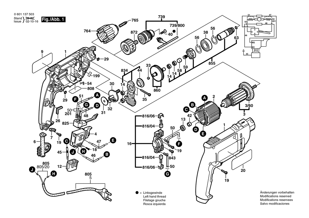 Bosch GBM 10 SRE / 0601137503 / EU 230 Volt Spare Parts