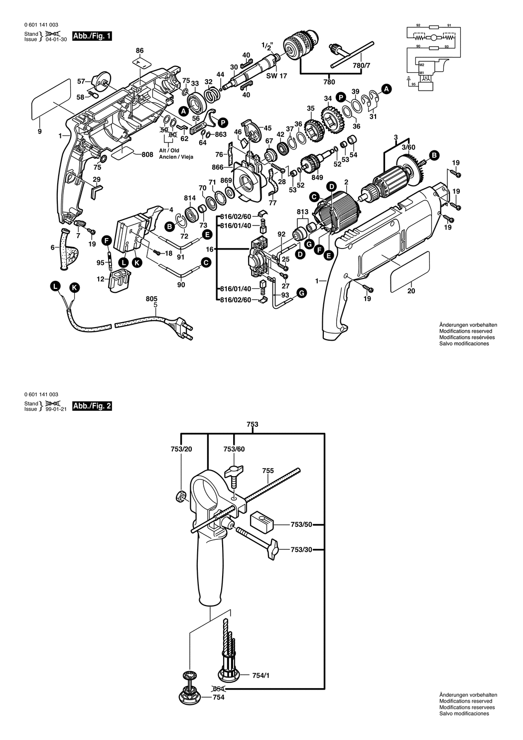 Bosch GSB 18-2 / 0601141003 / EU 230 Volt Spare Parts