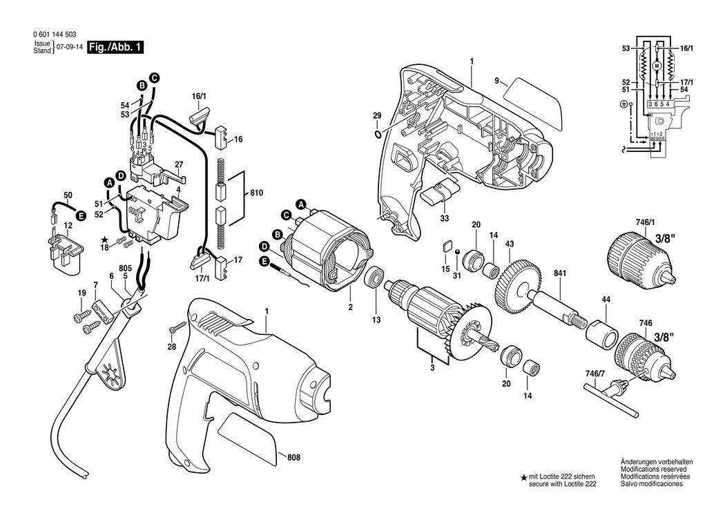 Bosch GBM 450 RE / 0601144532 / CH 230 Volt Spare Parts