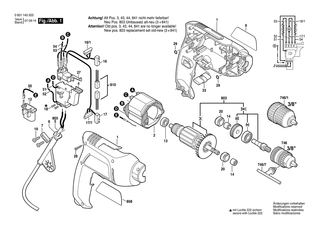 Bosch GBM 6 RE / 0601145532 / CH 230 Volt Spare Parts