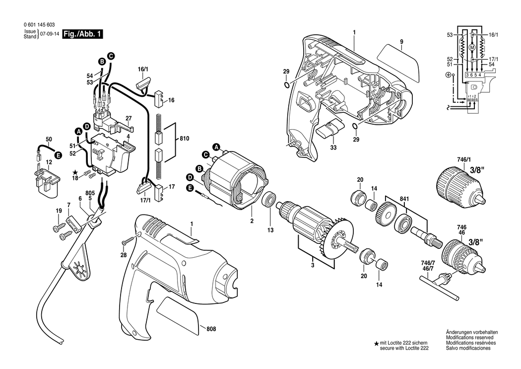 Bosch GBM 6 RE / 0601145603 / EU 230 Volt Spare Parts