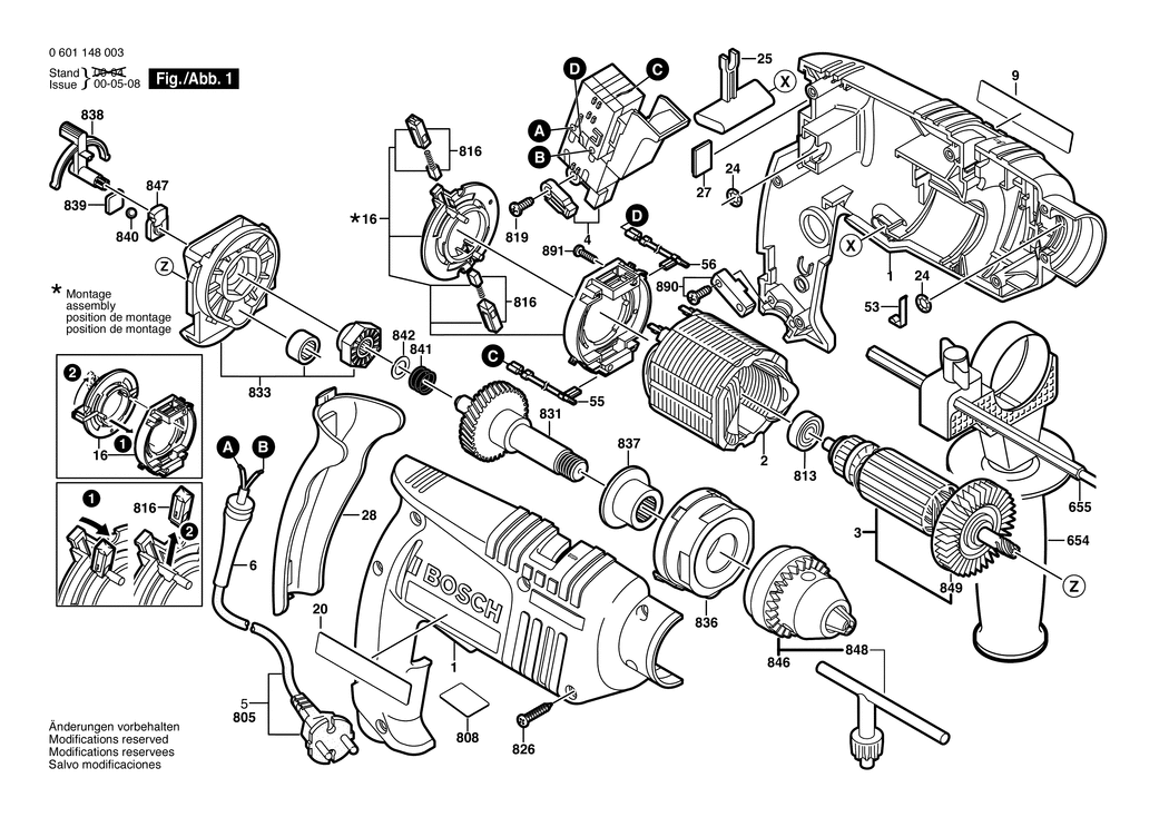 Bosch GSB 16 / 0601148003 / EU 230 Volt Spare Parts