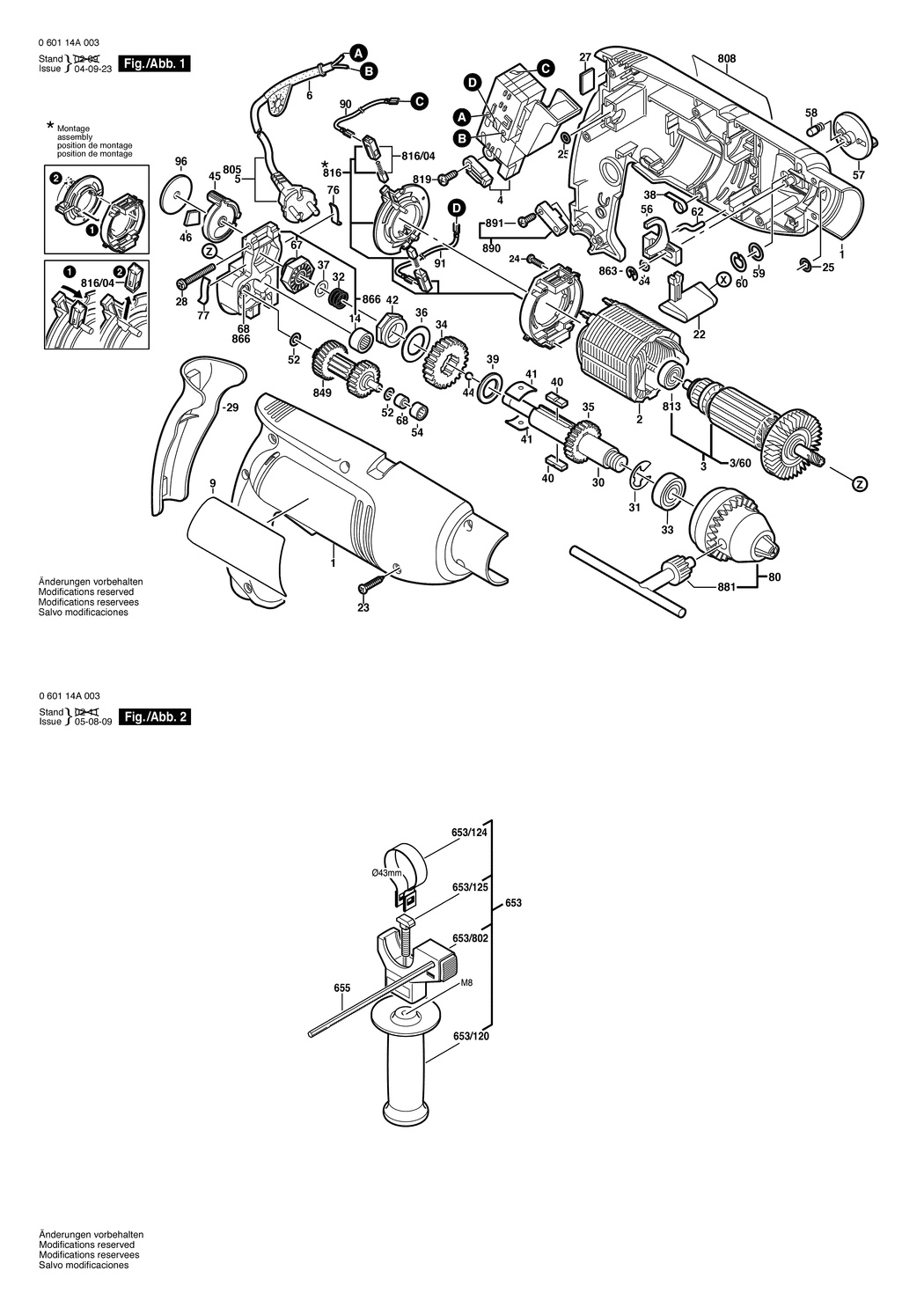 Bosch GSB 1800-2 / 060114A003 / EU 230 Volt Spare Parts