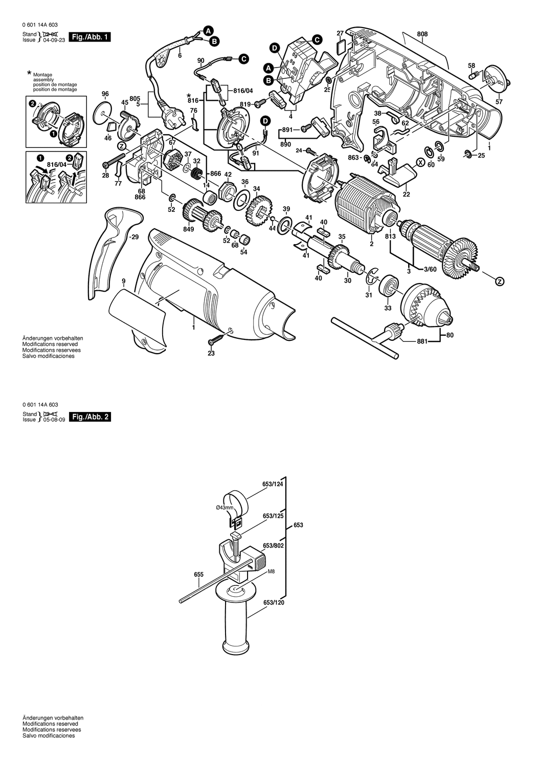 Bosch GSB 1800-2 RE / 060114A603 / EU 230 Volt Spare Parts