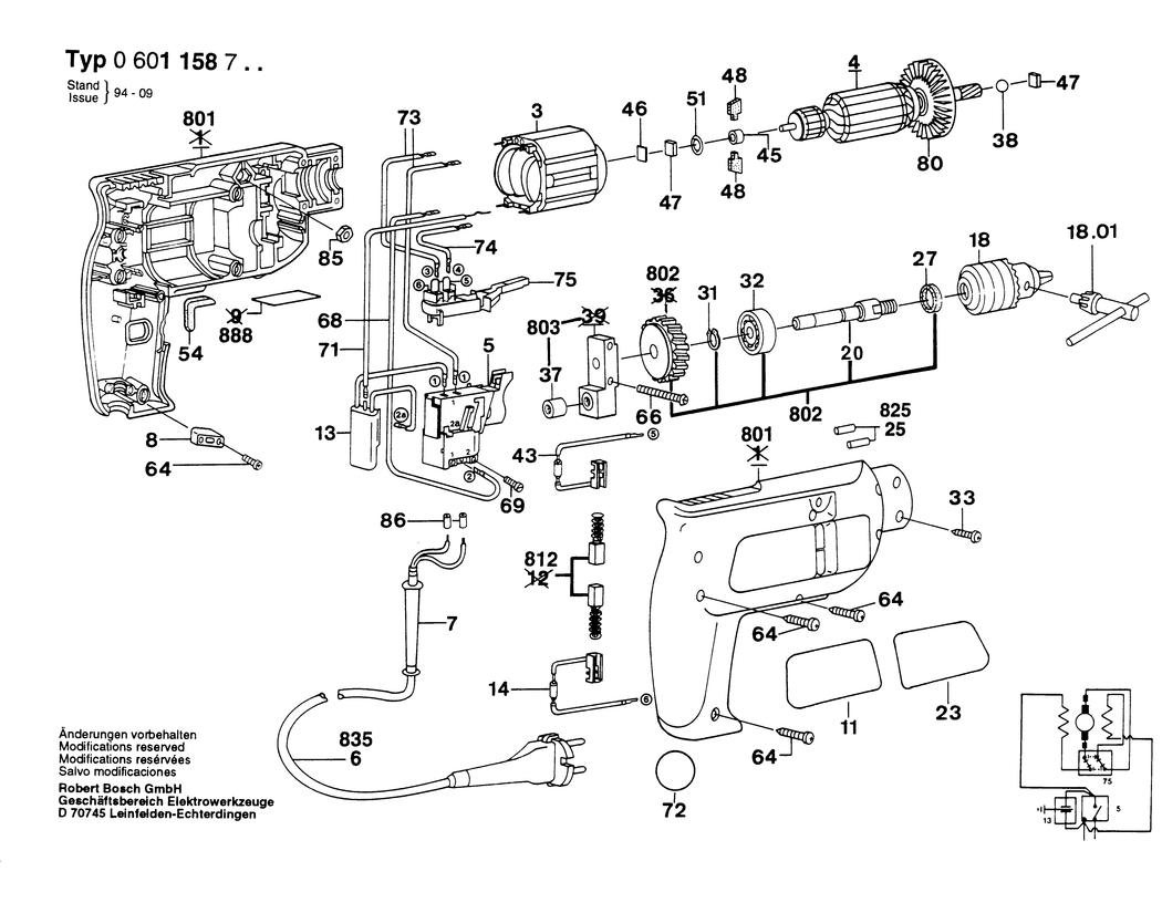 Bosch ELECTRONIC / 0601158703 / EU 220 Volt Spare Parts