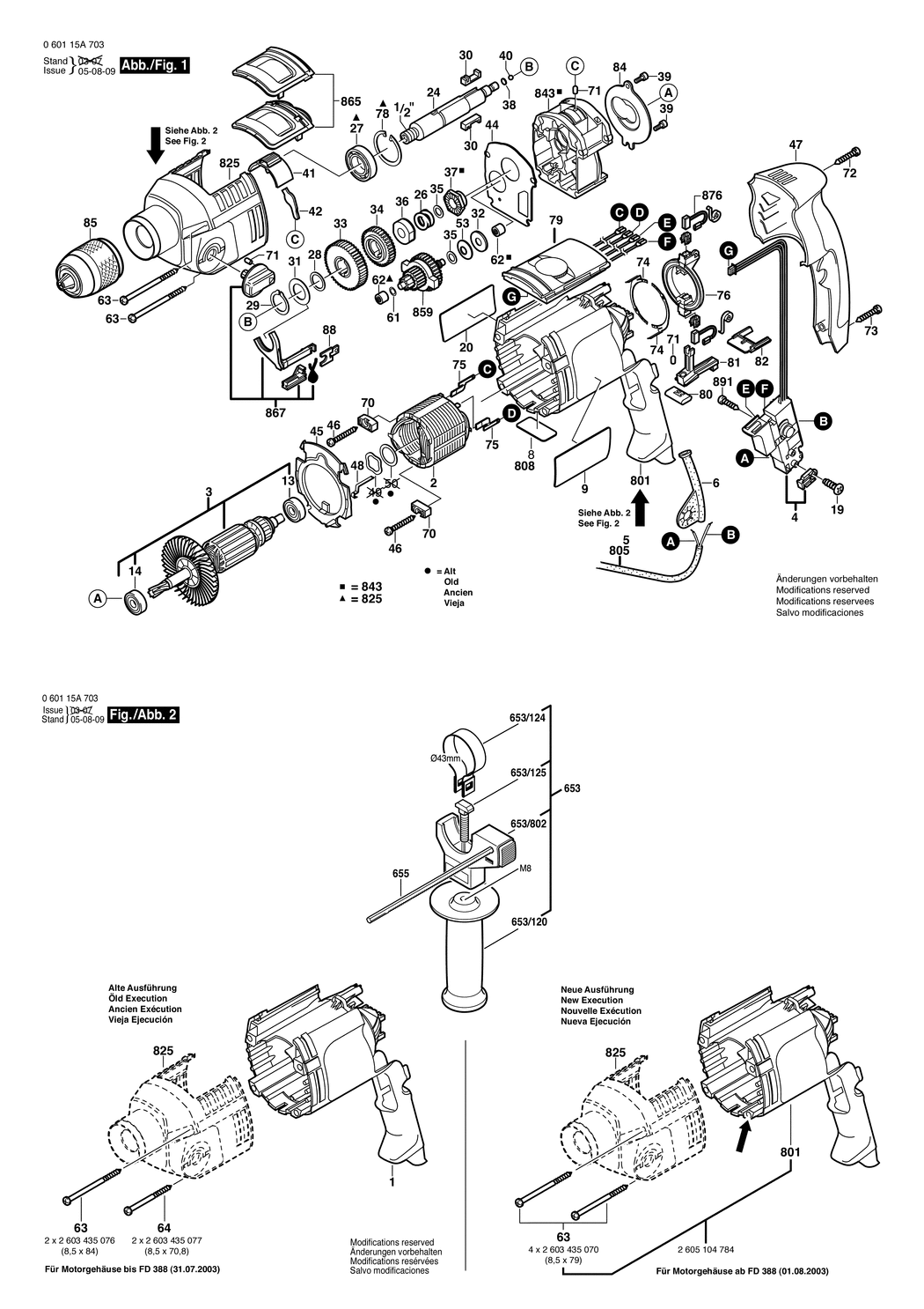 Bosch GSB 2200 / 060115A732 / CH 230 Volt Spare Parts