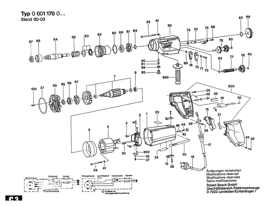 Bosch ---- / 0601170001 / EU 110 Volt Spare Parts