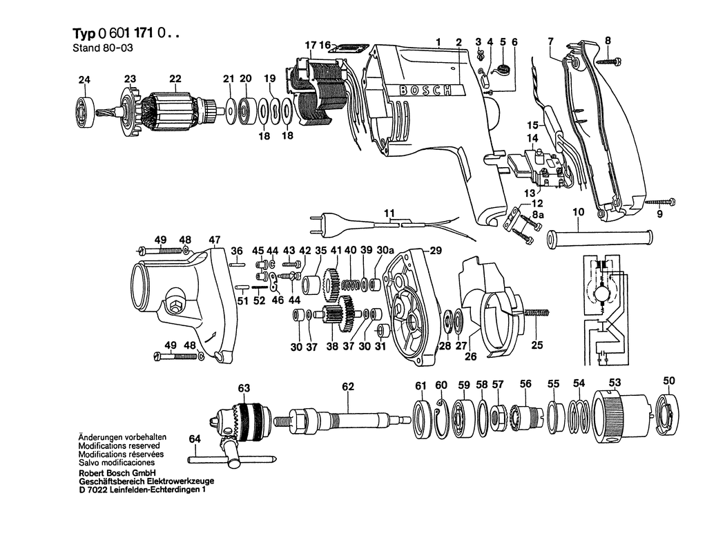 Bosch ---- / 0601171001 / EU 110 Volt Spare Parts