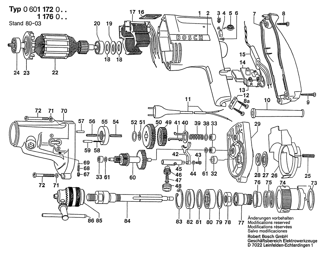 Bosch ---- / 0601172000 / EU 24 Volt Spare Parts