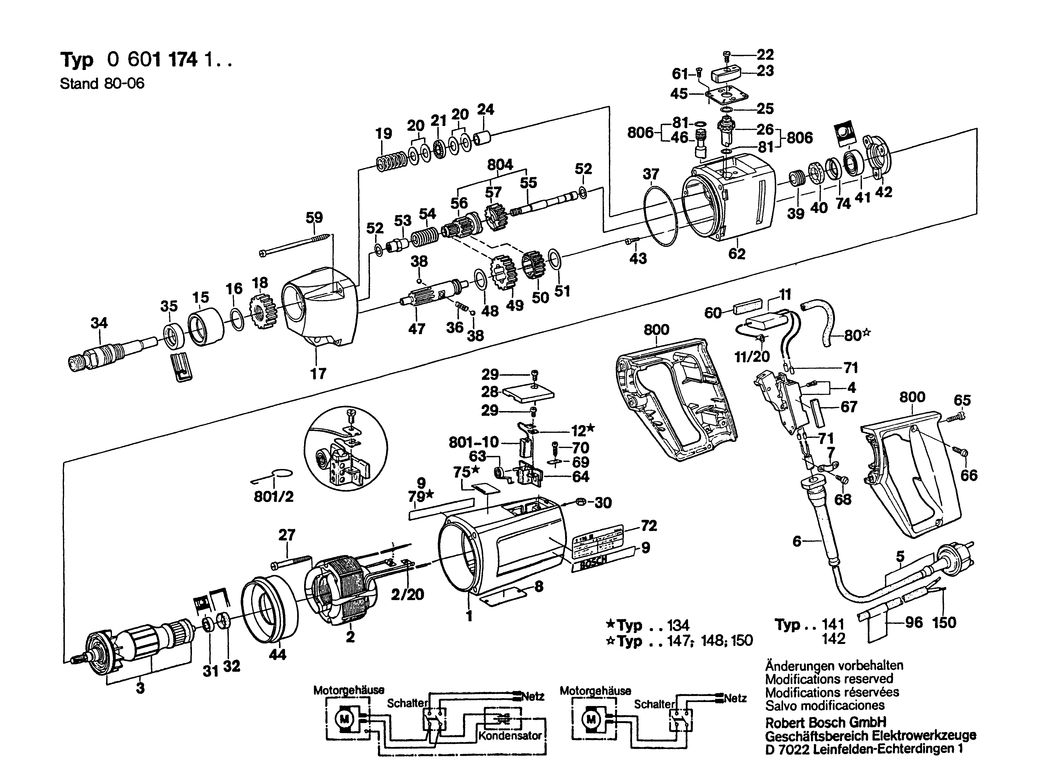 Bosch ---- / 0601174103 / EU 220 Volt Spare Parts