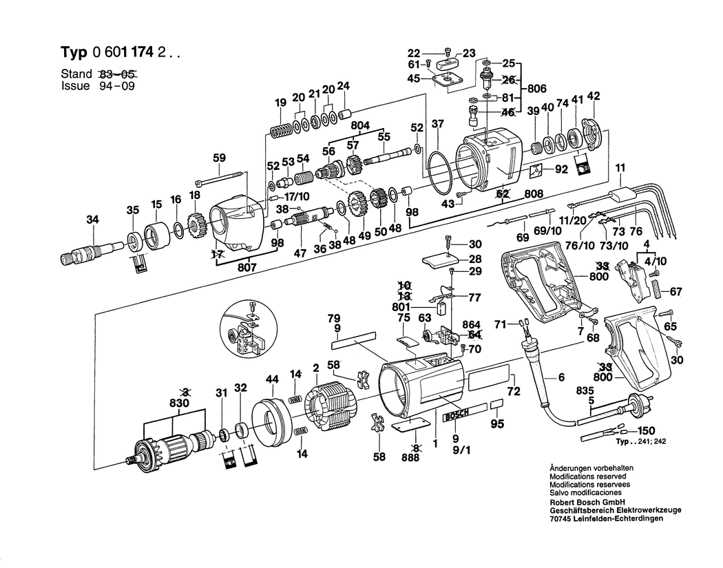 Bosch ---- / 0601174203 / EU 220 Volt Spare Parts