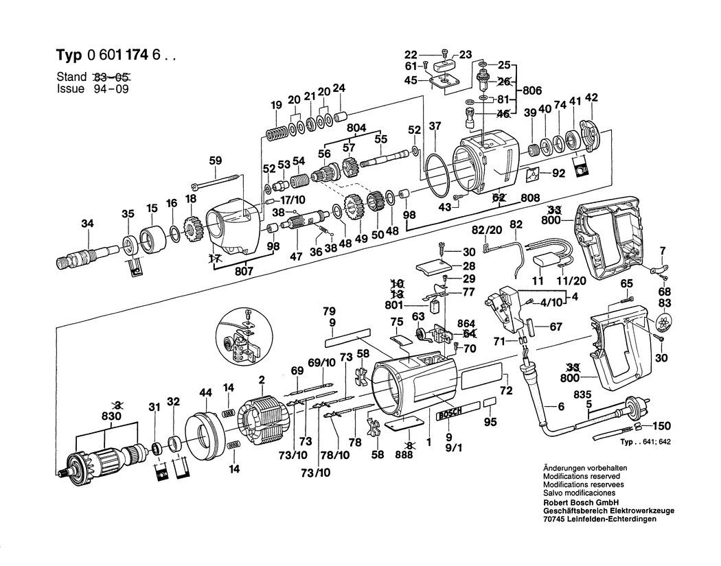 Bosch ---- / 0601174603 / EU 220 Volt Spare Parts