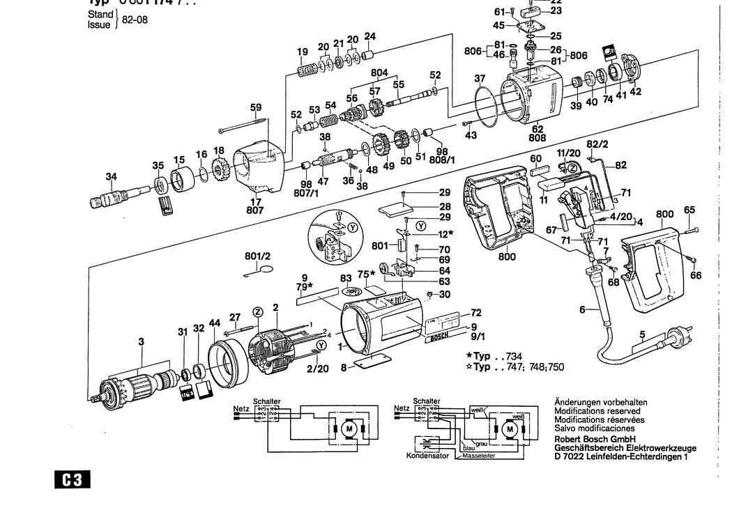 Bosch ELECTRONIC / 0601174703 / EU 230 Volt Spare Parts