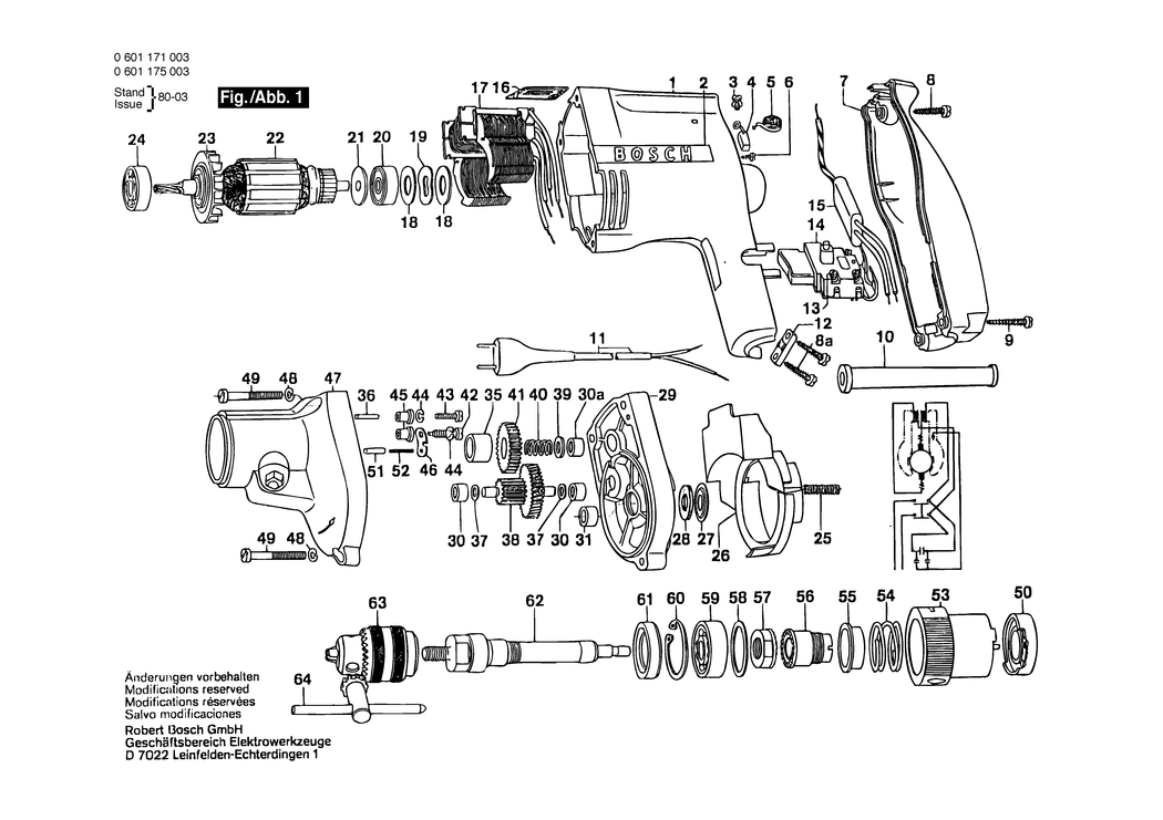 Bosch ---- / 0601175003 / EU 220 Volt Spare Parts