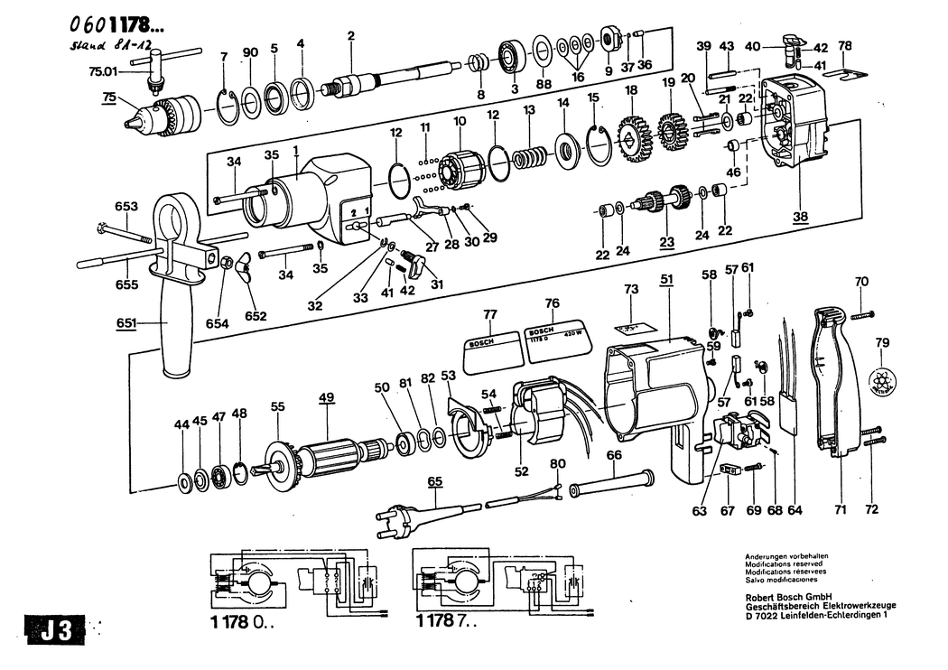 Bosch ---- / 0601178003 / EU 220 Volt Spare Parts