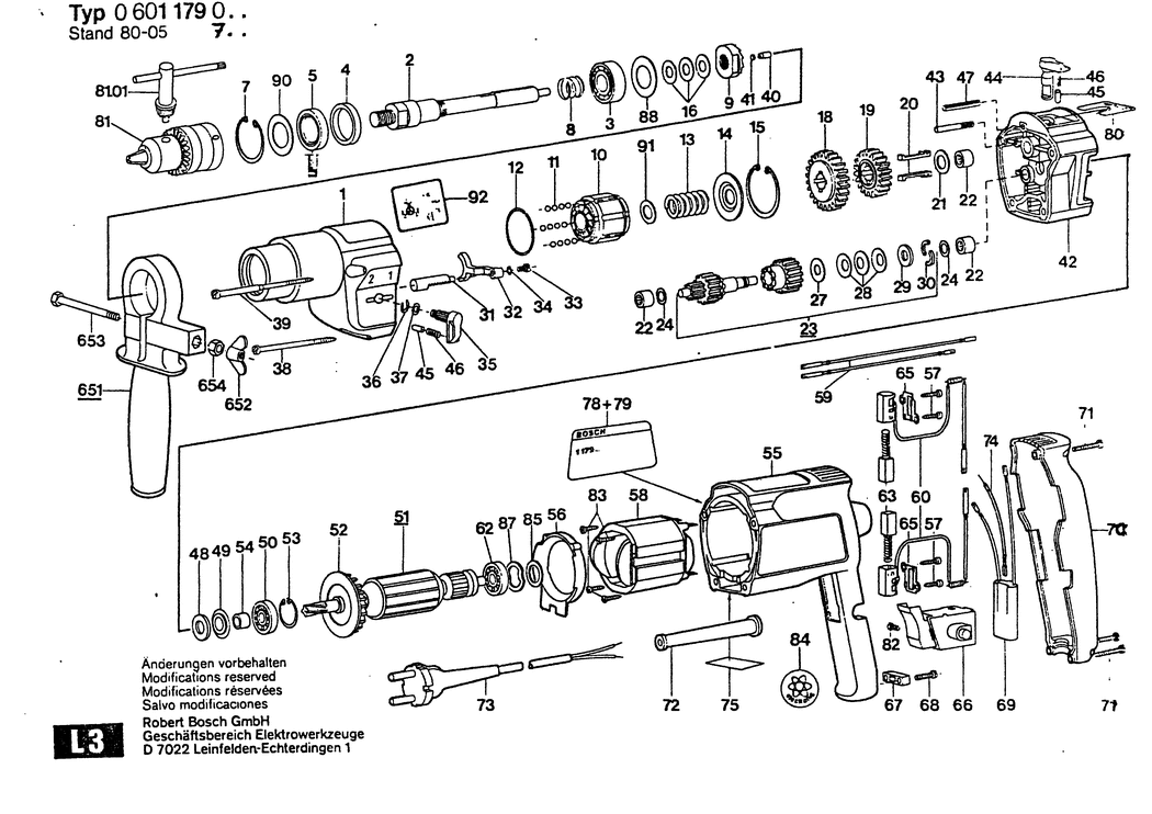 Bosch ---- / 0601179003 / EU 220 Volt Spare Parts