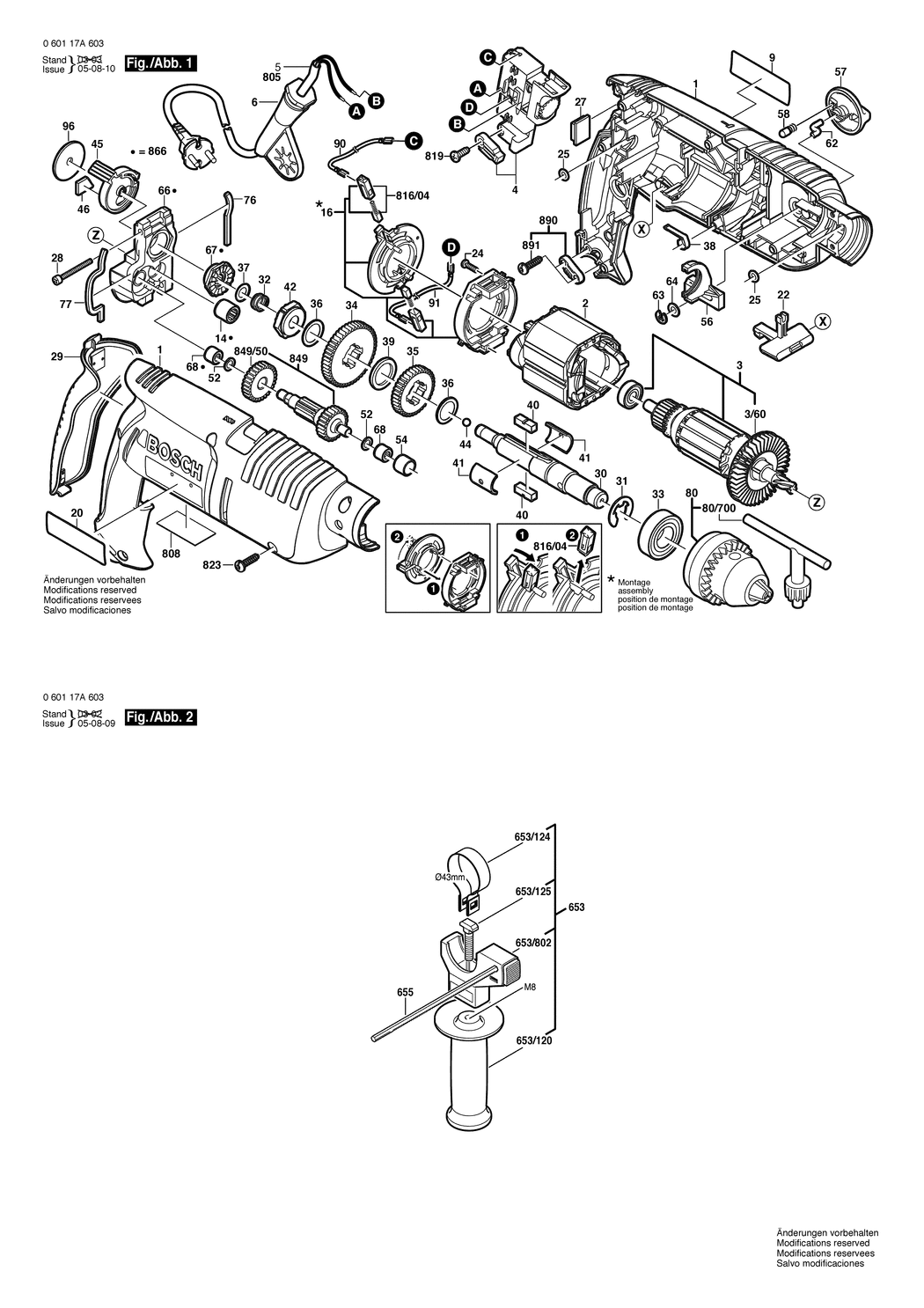 Bosch GSB 18-2 RE / 060117A603 / EU 230 Volt Spare Parts