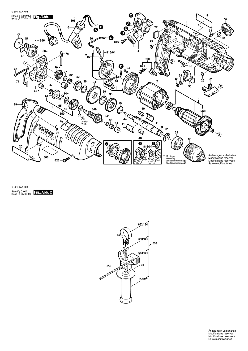 Bosch GSB 18-2 RE / 060117A703 / EU 230 Volt Spare Parts