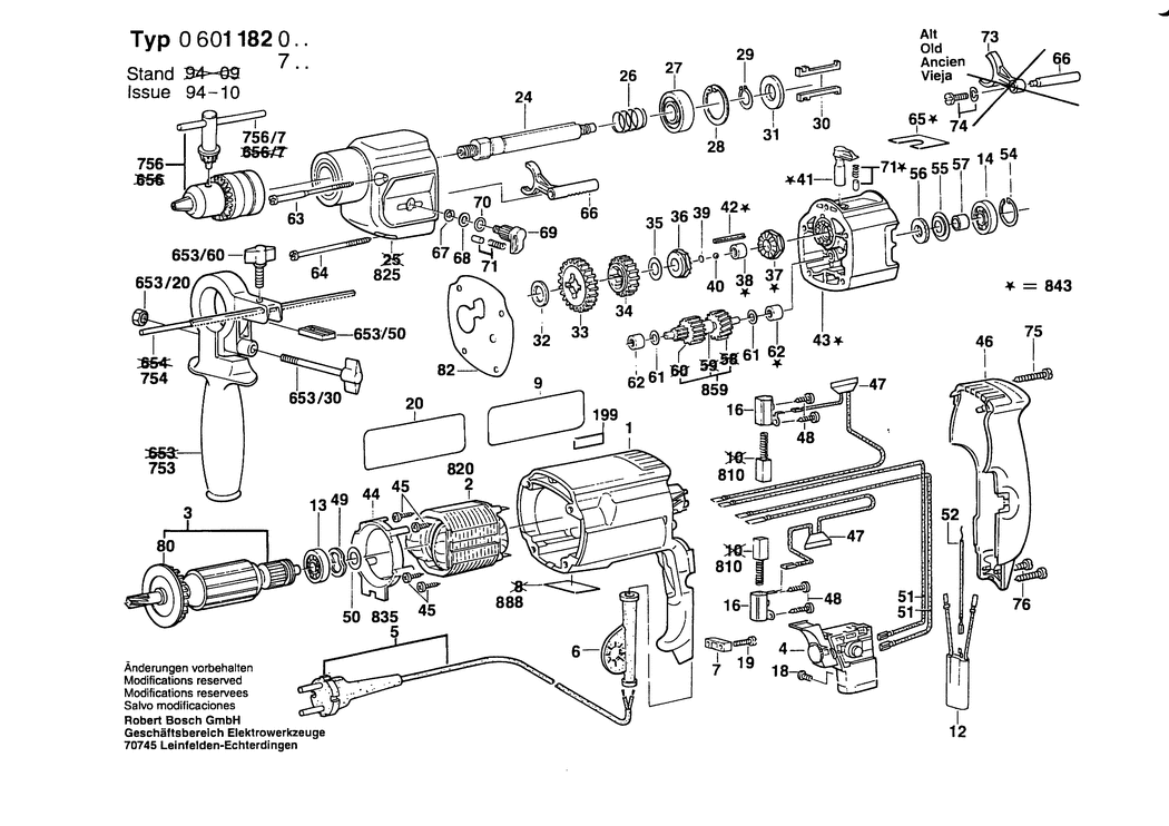 Bosch GSB 16-2 / 0601182703 / EU 220 Volt Spare Parts