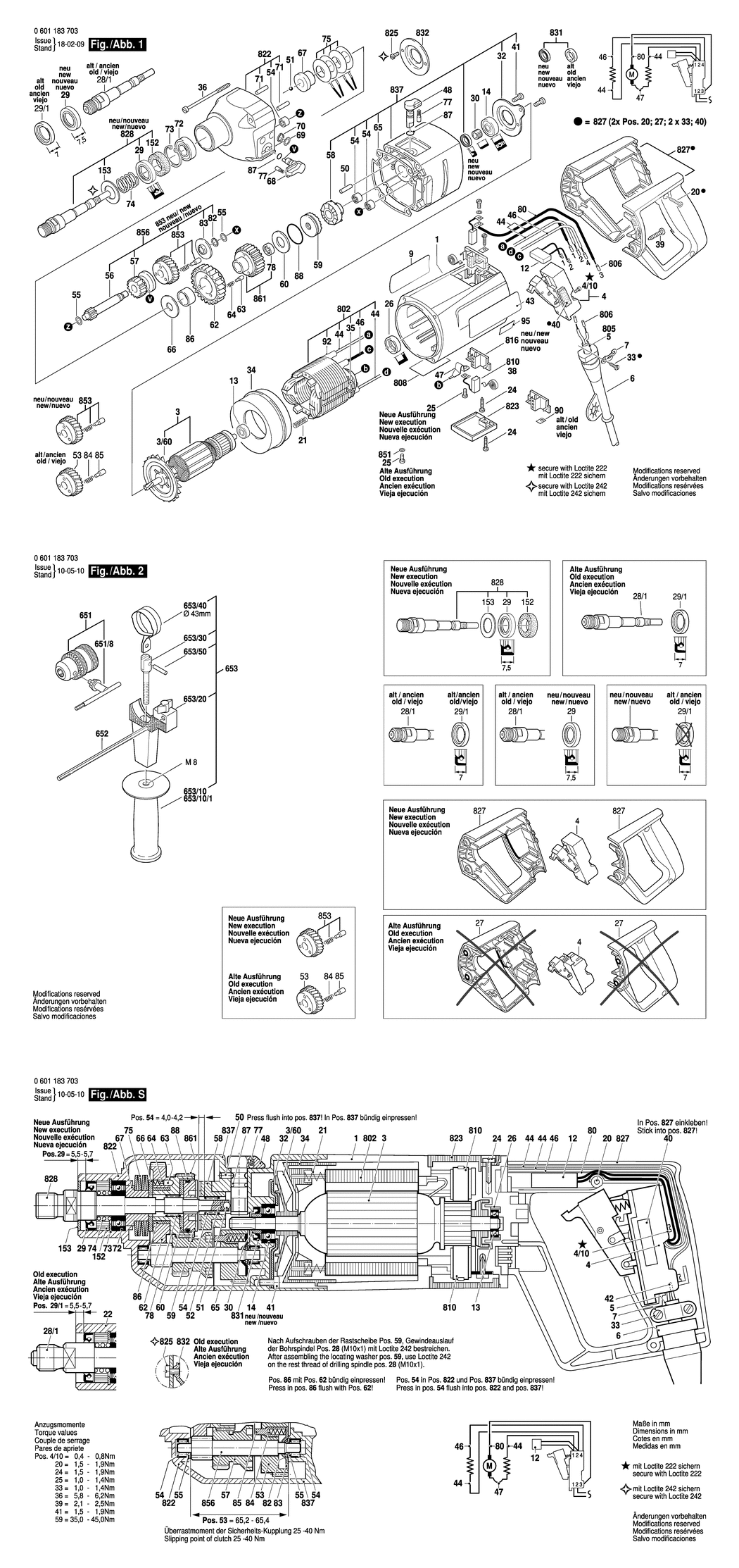 Bosch GSB 90-2 E / 0601183703 / EU 220 Volt Spare Parts