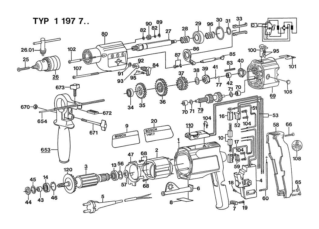 Bosch ---- / 0601197732 / CH 220 Volt Spare Parts