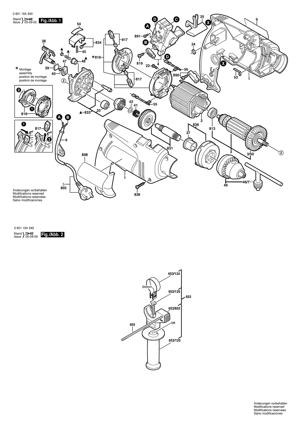 Bosch GSB 650 RE / 060119A550 / I 230 Volt Spare Parts