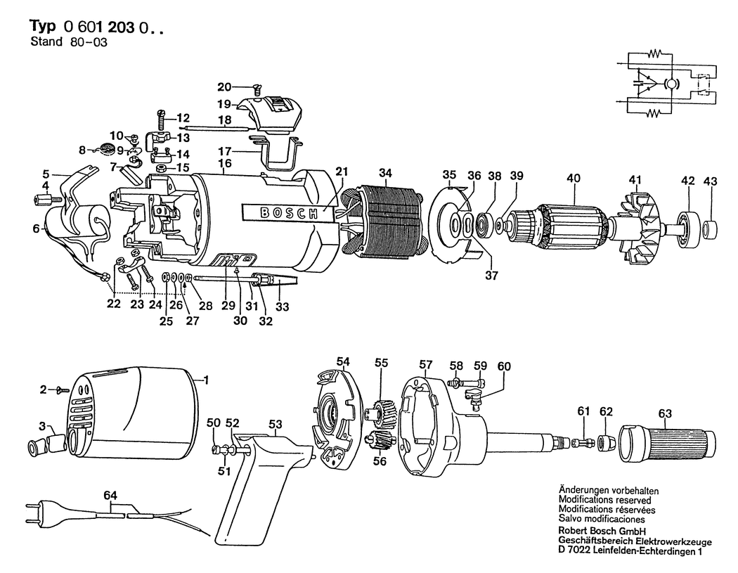 Bosch ---- / 0601203000 / --- 24 Volt Spare Parts