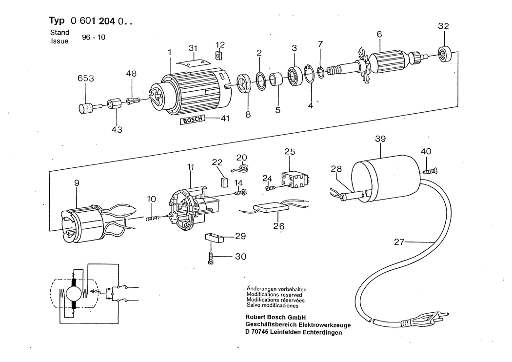 Bosch ---- / 0601204001 / EU 110 Volt Spare Parts