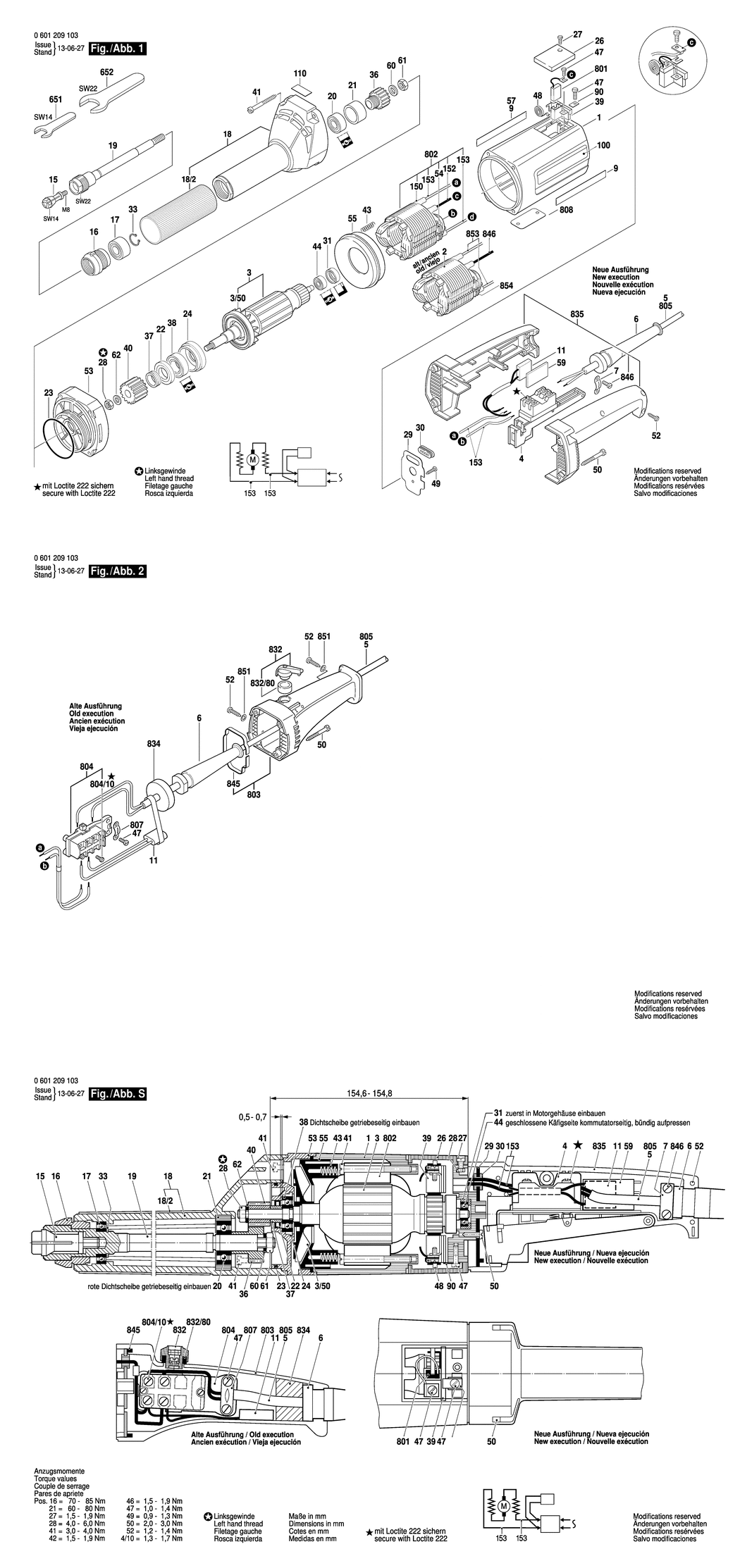 Bosch GGS 16 / 0601209103 / EU 220 Volt Spare Parts