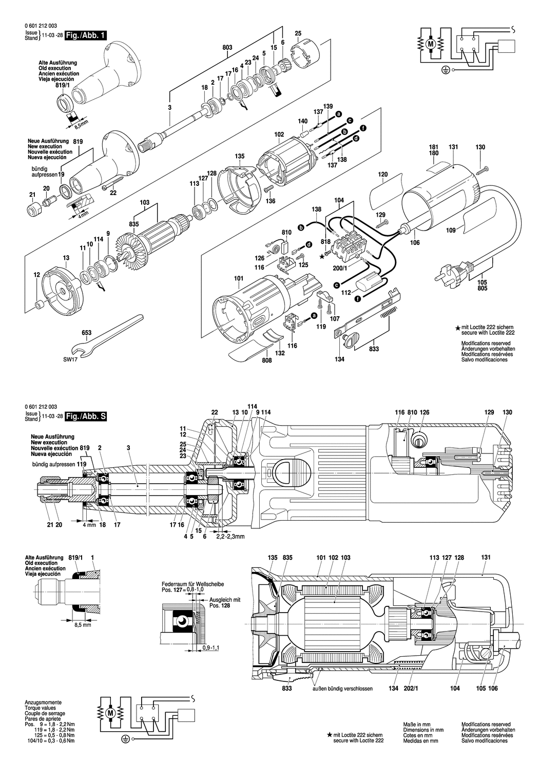 Bosch ---- / 0601212003 / EU 220 Volt Spare Parts