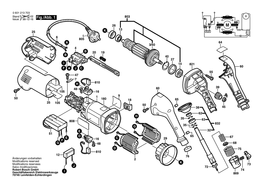 Bosch GEB 1000 CE / 0601213703 / EU 230 Volt Spare Parts