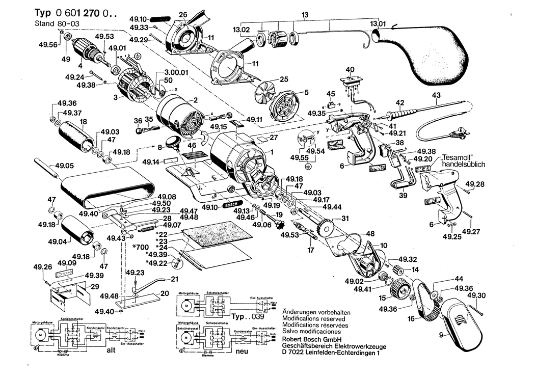 Bosch ---- / 0601270003 / EU 220 Volt Spare Parts