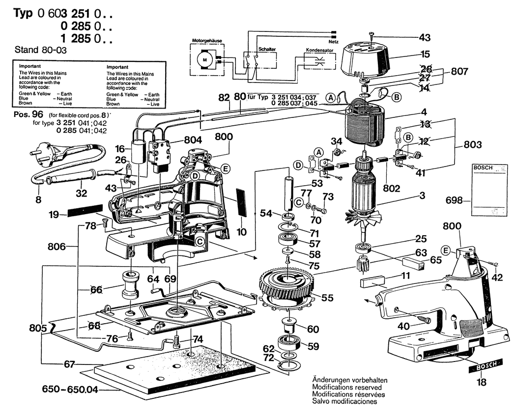 Bosch ---- / 0601285032 / CH 220 Volt Spare Parts