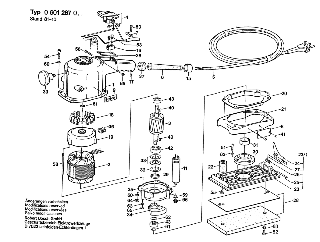 Bosch ---- / 0601287003 / EU 220 Volt Spare Parts