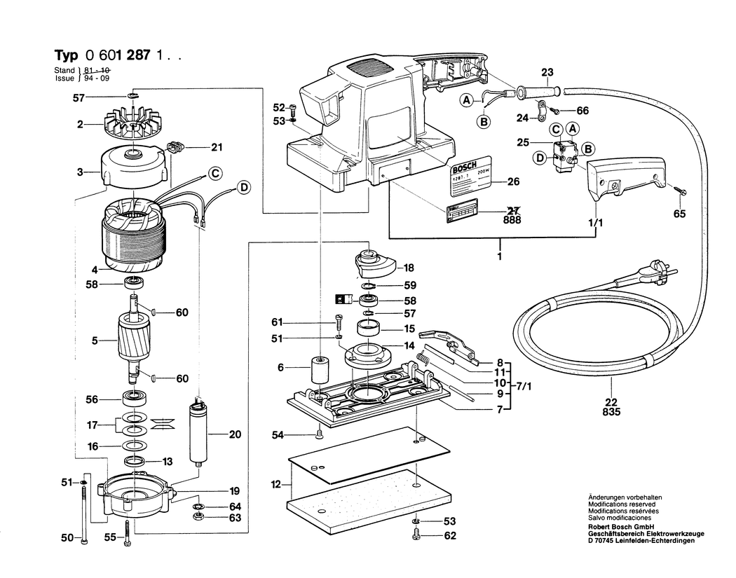 Bosch ---- / 0601287103 / EU 220 Volt Spare Parts