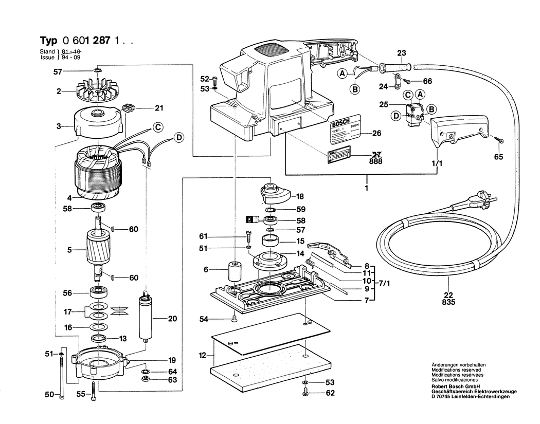 Bosch ---- / 0601287132 / CH 220 Volt Spare Parts