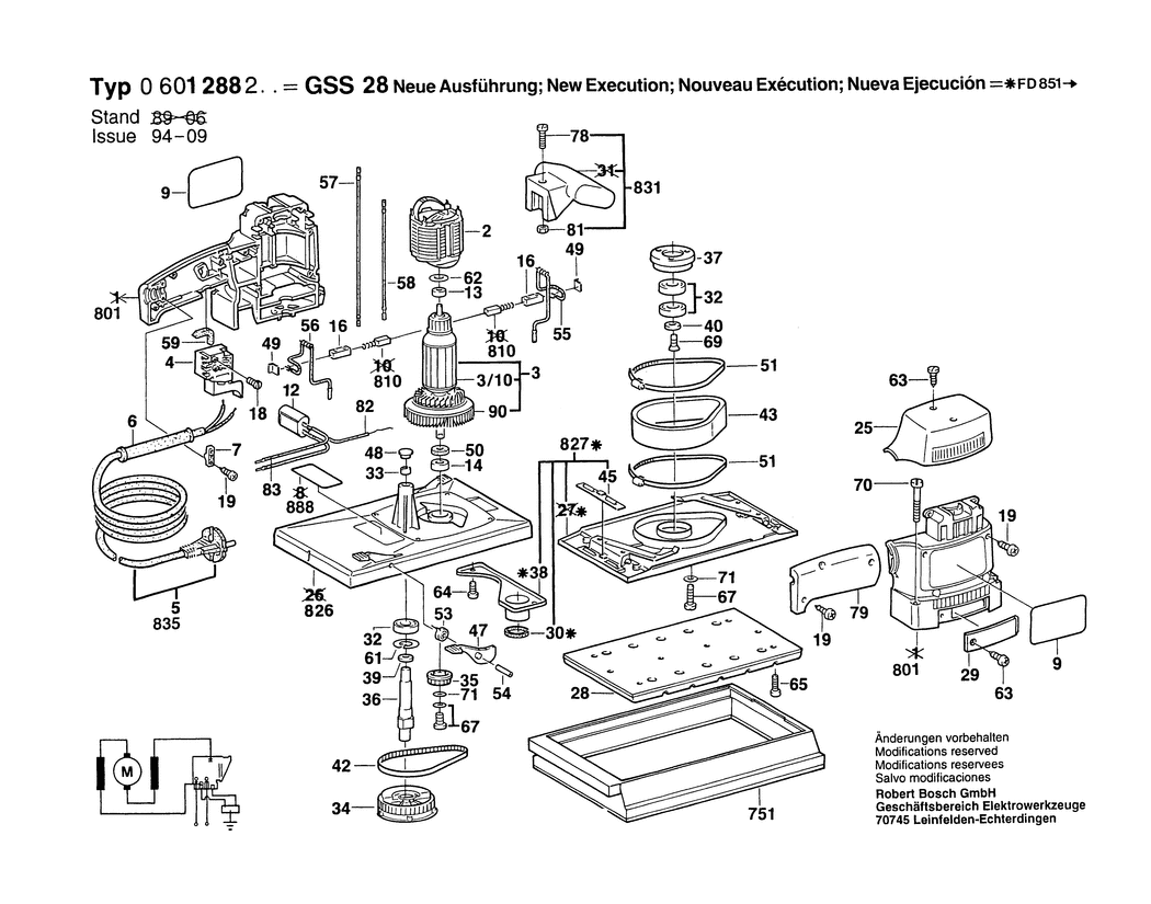 Bosch GSS 28 / 0601288232 / CH 220 Volt Spare Parts