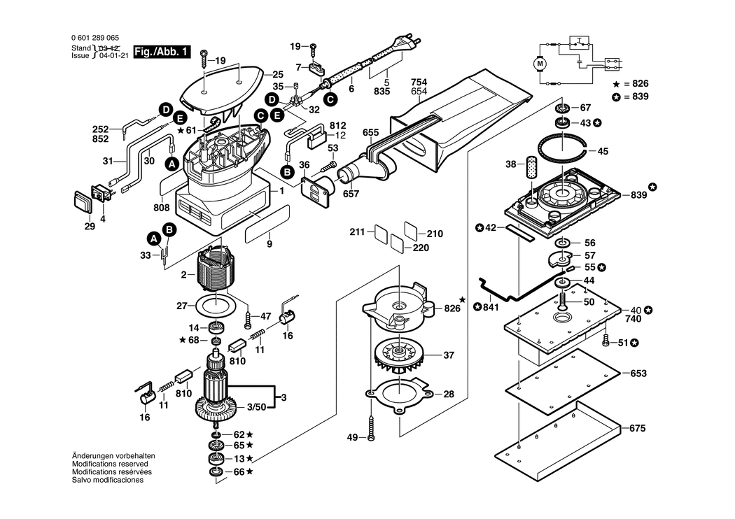 Bosch BOS 166 / 0601289065 / EU 230 Volt Spare Parts