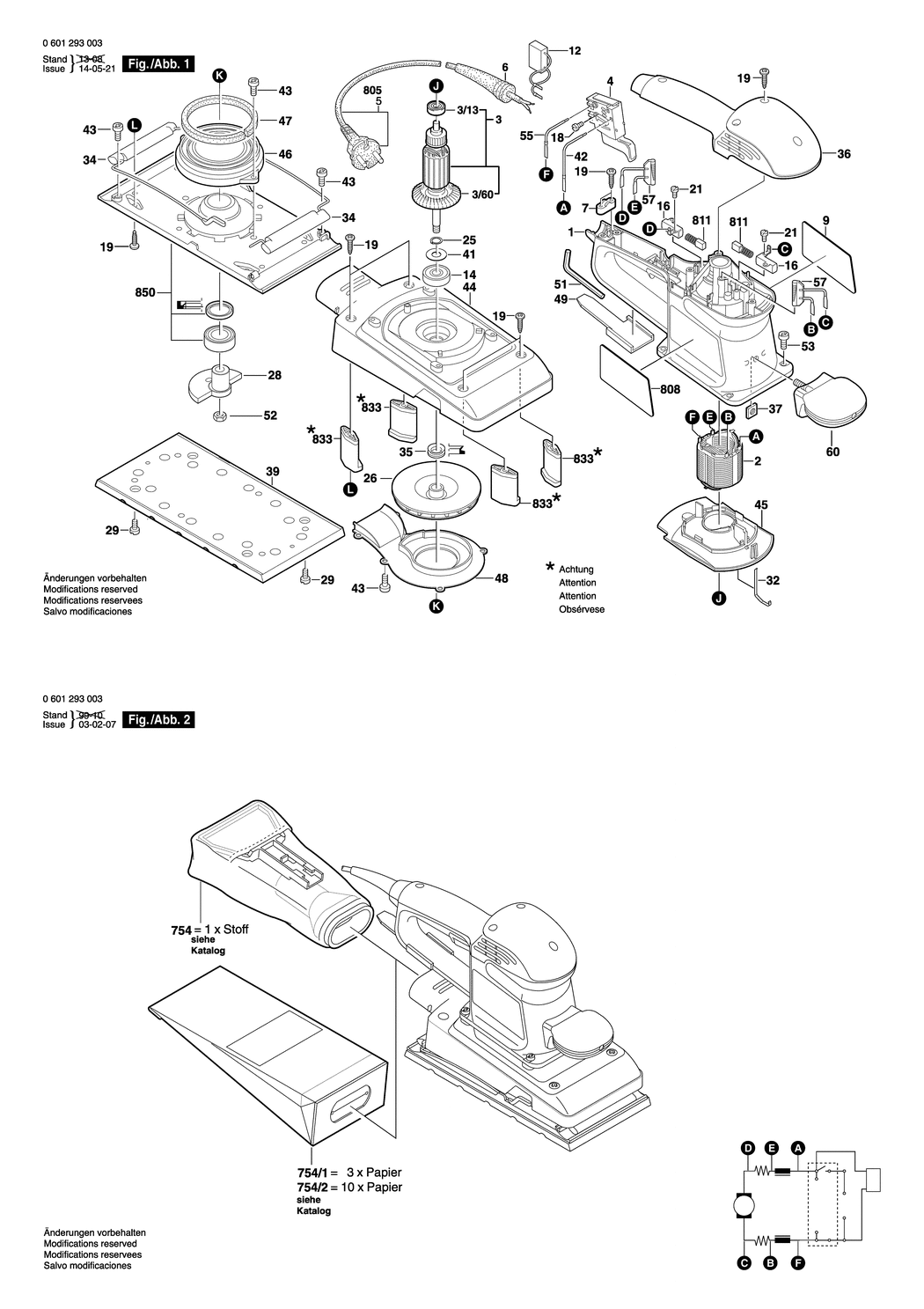 Bosch GSS 280 A / 0601293003 / EU 230 Volt Spare Parts